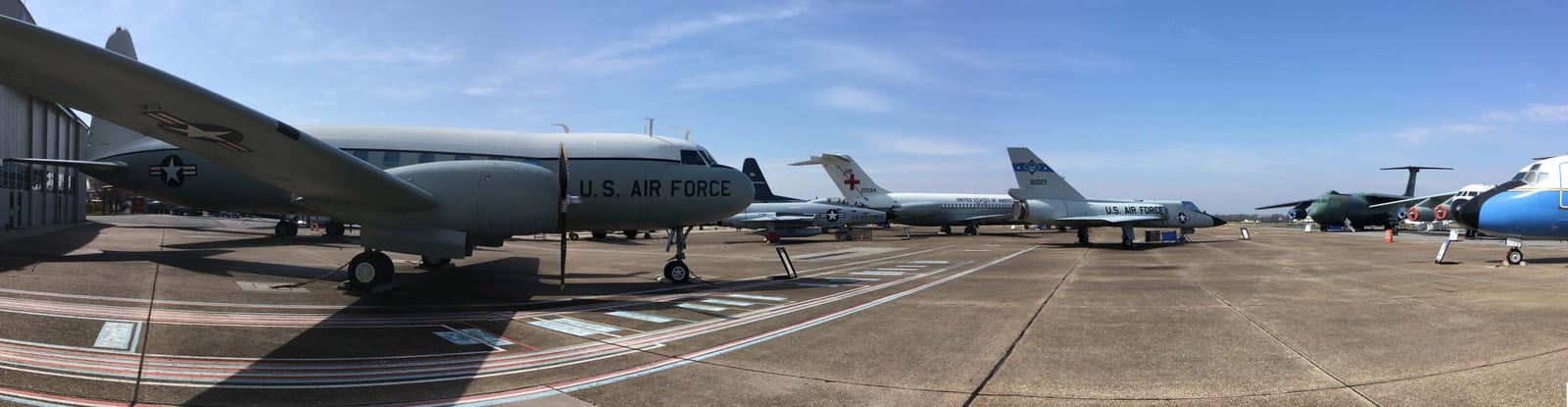 Military aircraft on the flight line at the Air Mobility Command Museum, Dover, Delaware