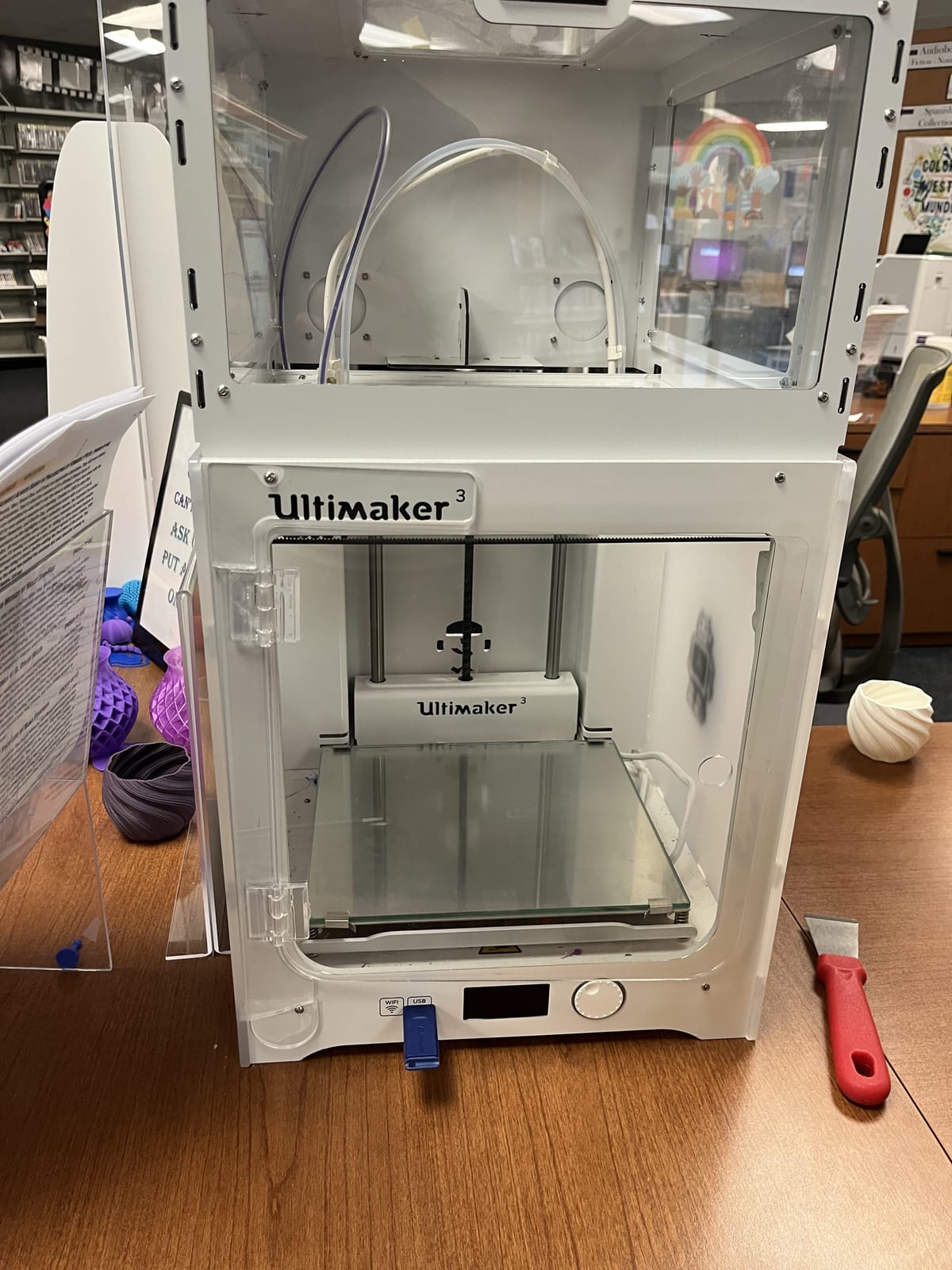 The 3D printer in the makerspace at Elsmere Public Library
